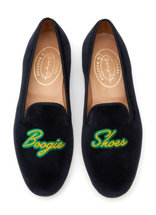 Detail View - Click To Enlarge - STUBBS & WOOTTON - ‘BOOGIE’ ALMOND TOE EMBROIDERED VELVET LOAFERS