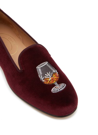 Detail View - Click To Enlarge - STUBBS & WOOTTON - ‘BRANDY’ ALMOND TOE EMBROIDERED VELVET LOAFERS
