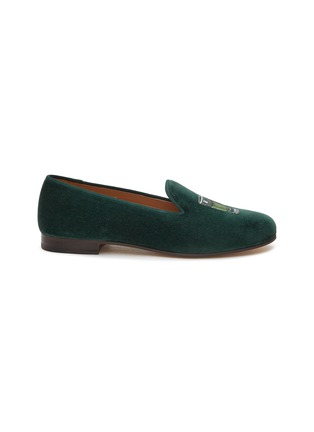 Main View - Click To Enlarge - STUBBS & WOOTTON - ‘ABSINTHE’  ALMOND TOE SHOT GLASS EMBROIDERED VELVET LOAFERS