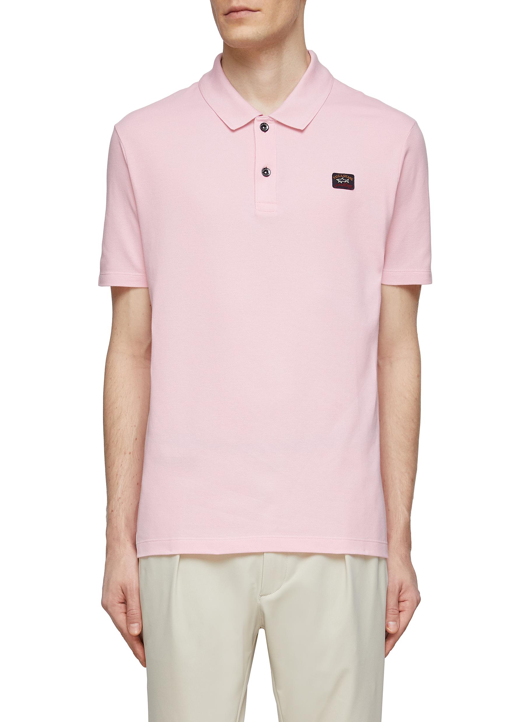 Paul & Shark Rectangular Logo Badge Cotton Polo Shirt In Pink