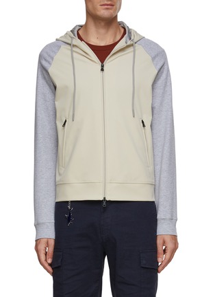 Main View - Click To Enlarge - PAUL & SHARK - Two Toned Drawstring Zip Up Hoodie