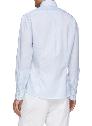 Back View - Click To Enlarge - BRUNELLO CUCINELLI - STRIPED COTTON LINEN BUTTON DOWN SHIRT
