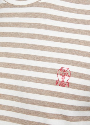  - BRUNELLO CUCINELLI - Logo Striped Cotton Crewneck T-Shirt