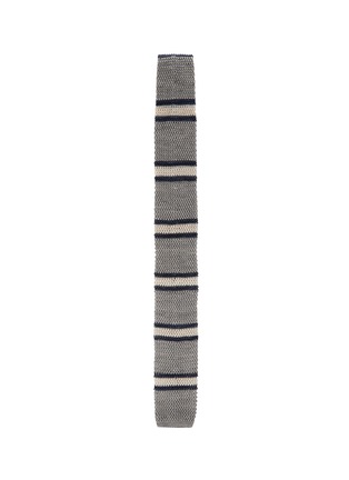 Figure View - Click To Enlarge - BRUNELLO CUCINELLI - Striped Cotton Linen Blend Knit Tie