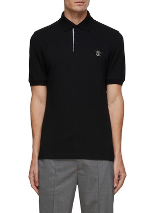 Main View - Click To Enlarge - BRUNELLO CUCINELLI - Logo Embroidery Cotton Polo Shirt