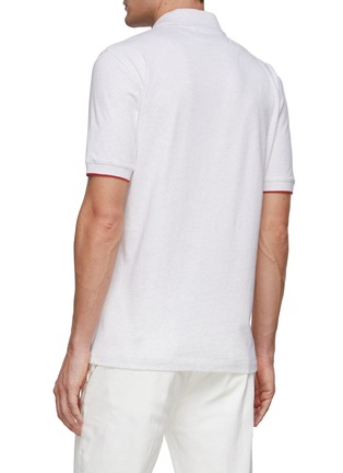 Back View - Click To Enlarge - BRUNELLO CUCINELLI - Half Zip Spread Collar Short Sleeve Polo Shirt