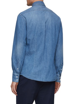 Back View - Click To Enlarge - BRUNELLO CUCINELLI - LONG SLEEVE BUTTON DOWN DENIM SHIRT