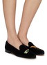 Figure View - Click To Enlarge - STUBBS & WOOTTON - ‘CHAMPAGNE’ EMBROIDERY FLAT VELVET LOAFERS