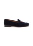 STUBBS & WOOTTON - ‘RED WINE’ EMBROIDERY FLAT VELVET LOAFERS