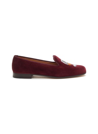 Main View - Click To Enlarge - STUBBS & WOOTTON - ‘BRANDY’ EMBROIDERY FLAT VELVET LOAFERS
