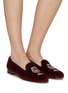 Figure View - Click To Enlarge - STUBBS & WOOTTON - ‘BRANDY’ EMBROIDERY FLAT VELVET LOAFERS