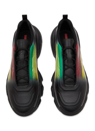 Detail View - Click To Enlarge - PRADA - ‘Collision Cross’ Rainbow Stripe Low Top Sneakers