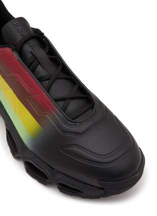 Detail View - Click To Enlarge - PRADA - ‘Collision Cross’ Rainbow Stripe Low Top Sneakers