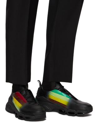 Figure View - Click To Enlarge - PRADA - ‘Collision Cross’ Rainbow Stripe Low Top Sneakers