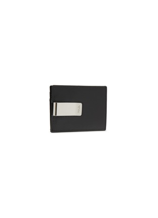 Figure View - Click To Enlarge - PRADA - Logo Plaque Leather Cardholder With Money Clip