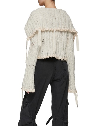Back View - Click To Enlarge - ACNE STUDIOS - WRAP EFFECT OFF SHOULDER RIB PANELLED KNIT CARDIGAN