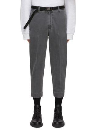 Main View - Click To Enlarge - SOLID HOMME - Belted Washed Cropped Jeans
