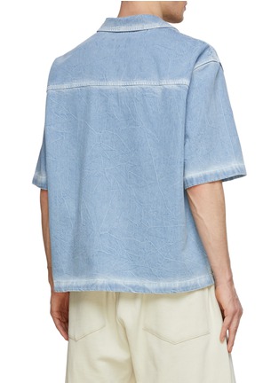Back View - Click To Enlarge - SOLID HOMME - Washed Denim Boxy Bowling Shirt