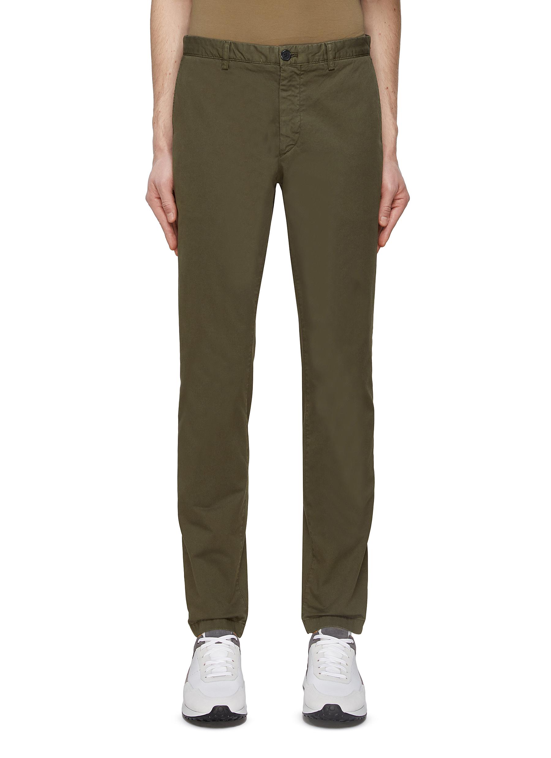 Theory Men's Zaine Precision Ponte Slim-straight Chino-style Pants In Green