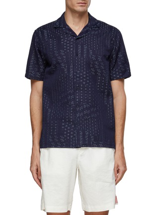 Main View - Click To Enlarge - ORLEBAR BROWN - ‘Hibbert’ Jacquard Short Sleeve Shirt