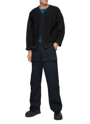 Figure View - Click To Enlarge - CFCL - ‘Façade’ Mesh Panel Ripped Zip Up Cardigan