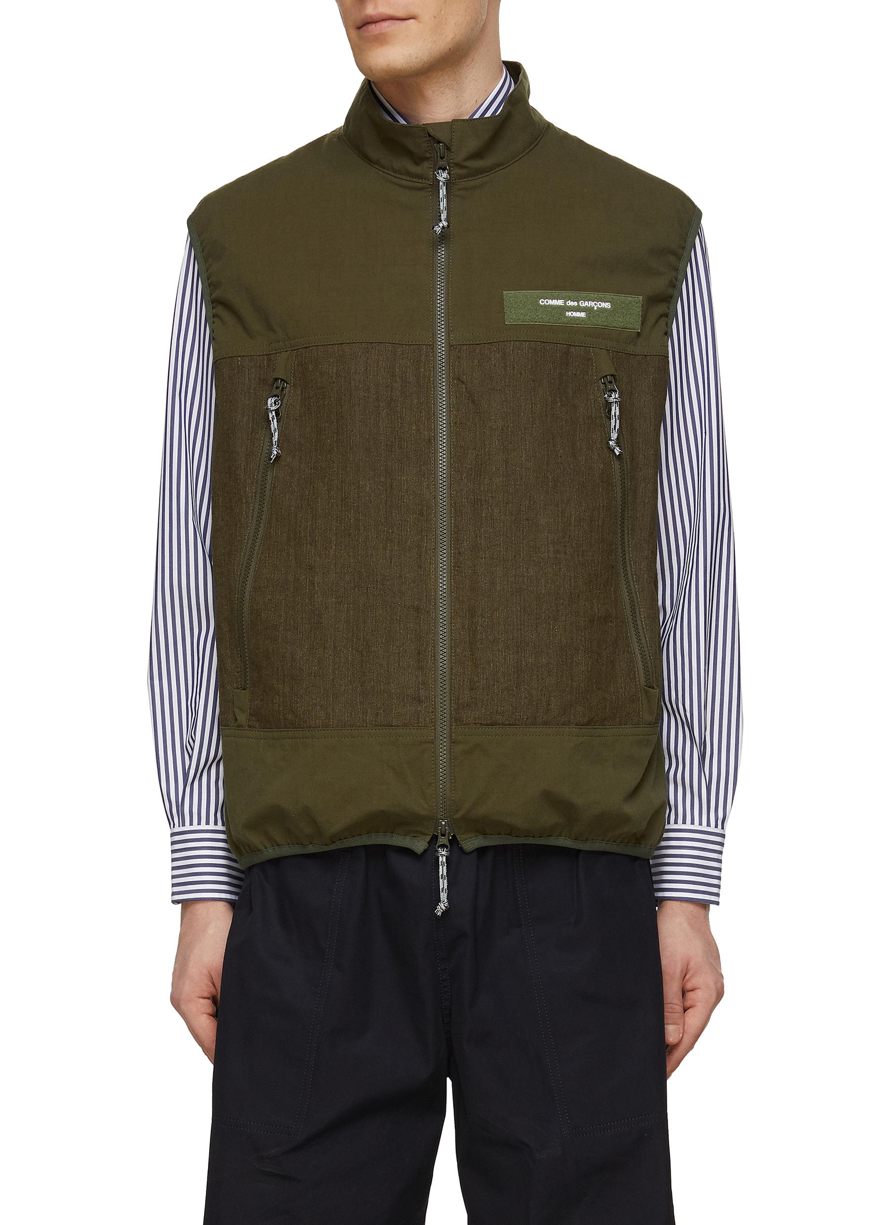 Comme Des Garçons Homme Deux Panelled Front Zip Vest In Green