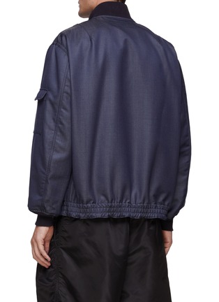 Back View - Click To Enlarge - COMME DES GARÇONS HOMME - Stand Collar Wool Blend Zip Up Jacket