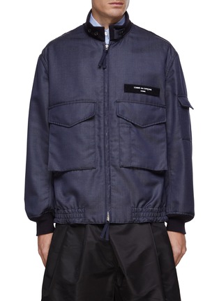 Main View - Click To Enlarge - COMME DES GARÇONS HOMME - Stand Collar Wool Blend Zip Up Jacket