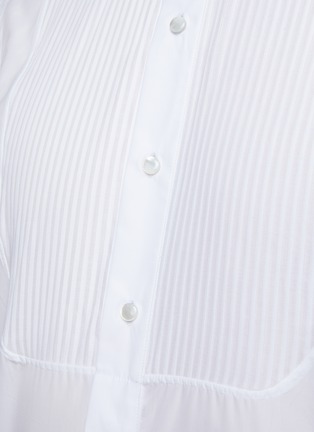 Pleated Bib Cotton Button Up Shirt