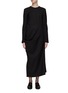 Main View - Click To Enlarge - THE ROW - ‘LUCIENNE’ DRAPED DETAIL SIDE SLIT WOOL MIDI DRESS