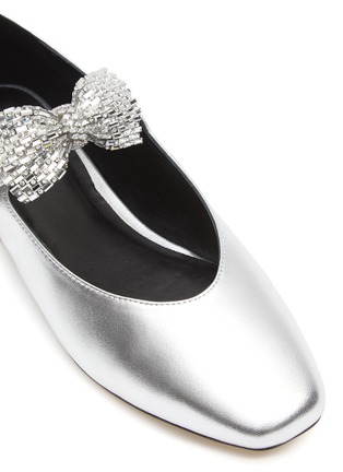 Detail View - Click To Enlarge - PEDDER RED - ‘MISLETOE’ CRYSTAL BOW LEATHER MARY JANE FLATS