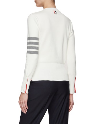 Back View - Click To Enlarge - THOM BROWNE  - 4 BAR MILANO STITCH CLASSIC CREW NECK COTTON CREPE SWEATER