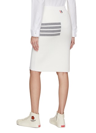 Back View - Click To Enlarge - THOM BROWNE  - 4 BAR LINKS STITCH MERINO WOOL KNEE LENGTH PENCIL SKIRT
