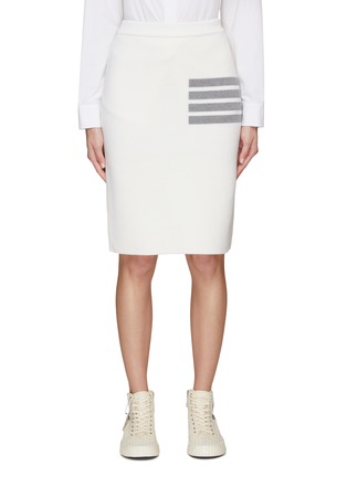 Main View - Click To Enlarge - THOM BROWNE  - 4 BAR LINKS STITCH MERINO WOOL KNEE LENGTH PENCIL SKIRT