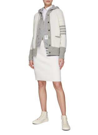 Figure View - Click To Enlarge - THOM BROWNE  - 4 BAR LINKS STITCH MERINO WOOL KNEE LENGTH PENCIL SKIRT
