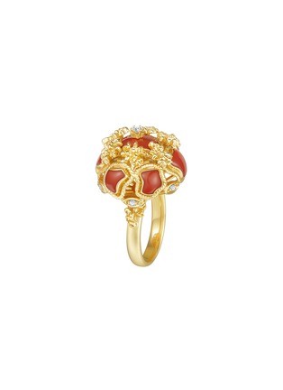 Detail View - Click To Enlarge - CENTAURI LUCY - ‘Baroque’ 18K YELLOW GOLD CARNELIAN DIAMOND RING