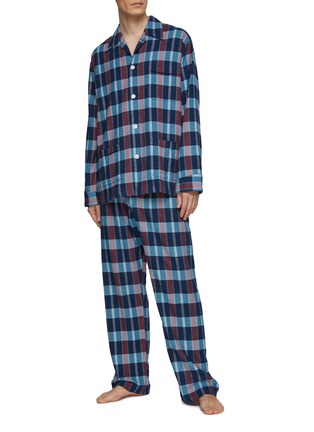 Figure View - Click To Enlarge - DEREK ROSE - Classic Chequered Cotton Pyjama Set