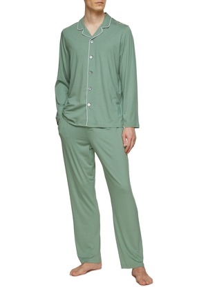 Figure View - Click To Enlarge - DEREK ROSE - Contrasting Trim Modal Blend Pyjama Set