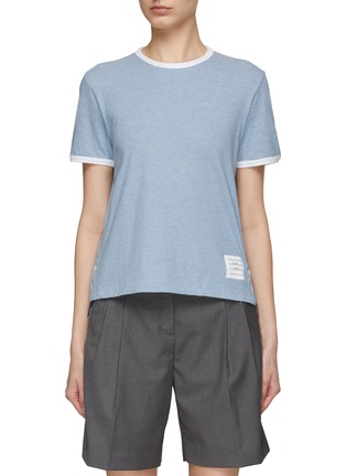 Main View - Click To Enlarge - THOM BROWNE - Logo Patch Cotton Ringer T-Shirt