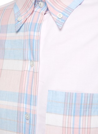  - THOM BROWNE  - Fun-Mix Plaid Curved Hem Madras Cotton Button Up Shirt