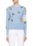 Main View - Click To Enlarge - THOM BROWNE  - Birds And Bees Intarsia 4 Bar Stripe Wool Blend Crewneck Sweater
