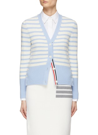 Main View - Click To Enlarge - THOM BROWNE  - Striped Knit V-Neck Cardigan
