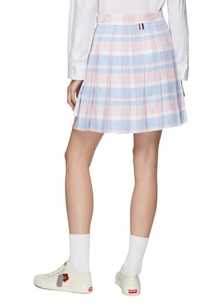 Back View - Click To Enlarge - THOM BROWNE  - Dropped Back Check Cotton Pleated Mini Skirt