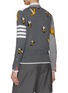 Back View - Click To Enlarge - THOM BROWNE - Bird and Bees Intarsia 4 Bar Merino Wool Cotton Blend Knit Cardigan