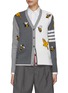 Main View - Click To Enlarge - THOM BROWNE - Bird and Bees Intarsia 4 Bar Merino Wool Cotton Blend Knit Cardigan