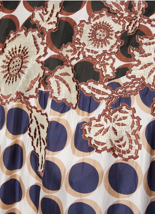  - BIYAN - Flower Embroidery Spot Print Cape Dress