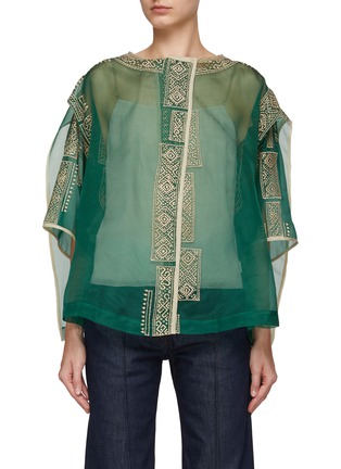 Main View - Click To Enlarge - BIYAN - Embroidered Sheer Cape Blouse