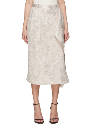 Main View - Click To Enlarge - BIYAN - Floral Embroidery Draped Midi Skirt