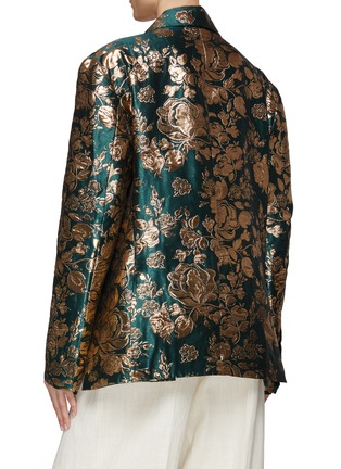 Back View - Click To Enlarge - BIYAN - Lamé Jacquard Notched Lapel Single Breasted Blazer