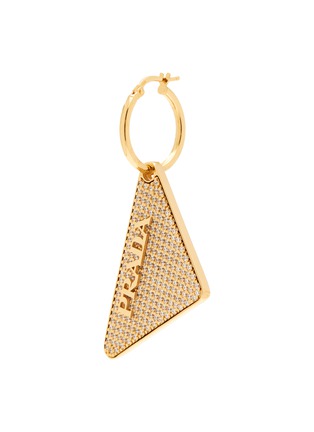Main View - Click To Enlarge - PRADA - Zirconia Gold Toned Metal Triangular Drop Earring — Left